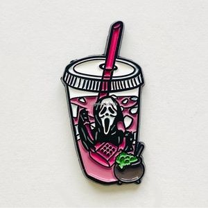 8/$40 Ghostface Scream Coffee Cup Enamel Pin